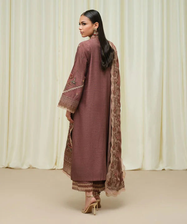 Sapphire | Fall Winter 25 | 3 Piece - Embroidered Raw Silk Suit U3FELX25V639